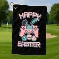 Happy Easter Bunny Game Controller Golf Towel thumb 1
