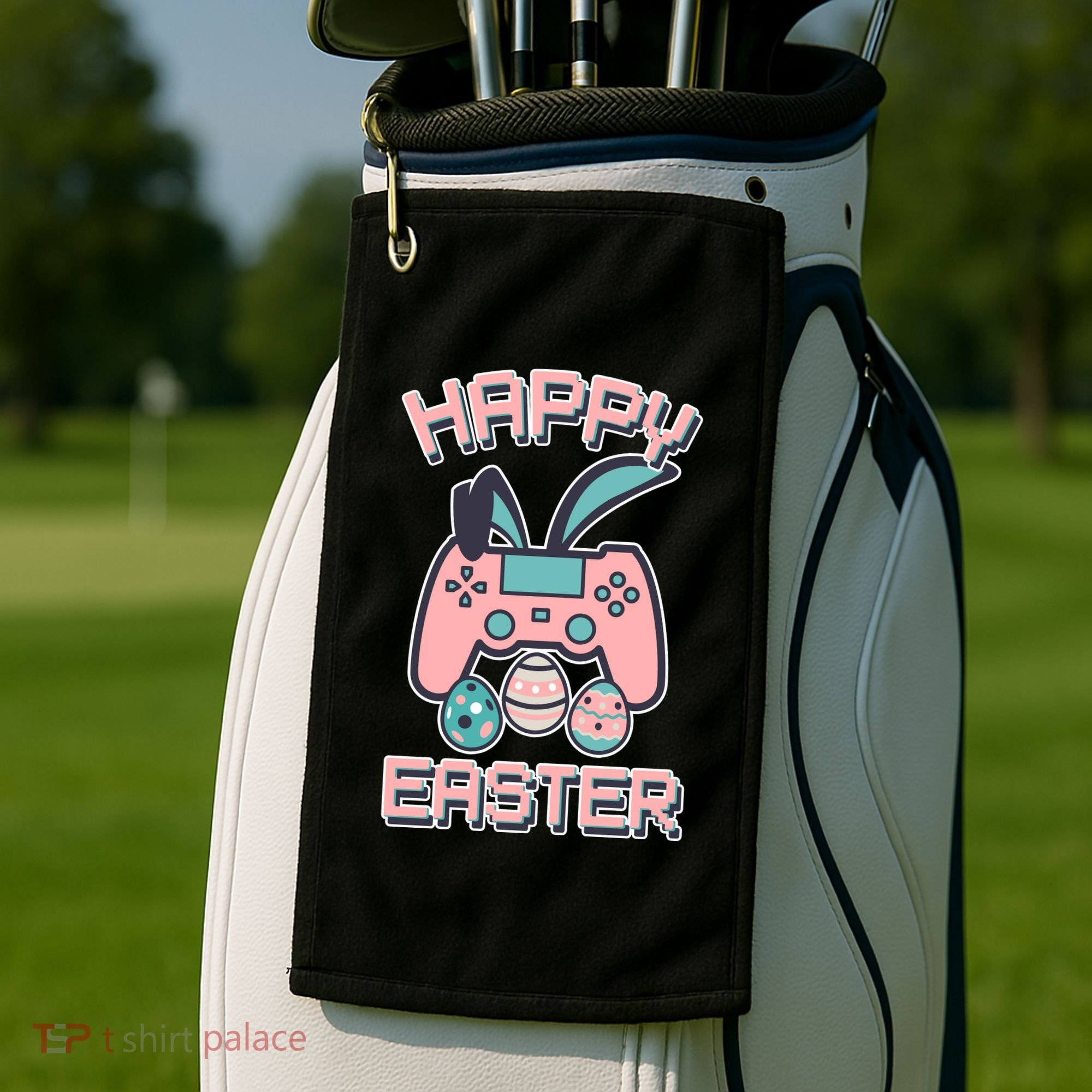 Happy Easter Bunny Game Controller Golf Towel