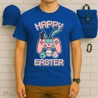 Happy Easter Bunny Game Controller T-Shirt thumb 6