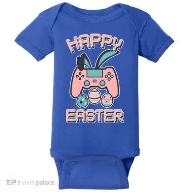 Happy Easter Bunny Game Controller Baby Bodysuit