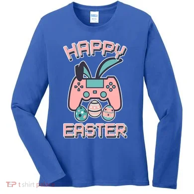 Happy Easter Bunny Game Controller Women's Long Sleeve Shirt