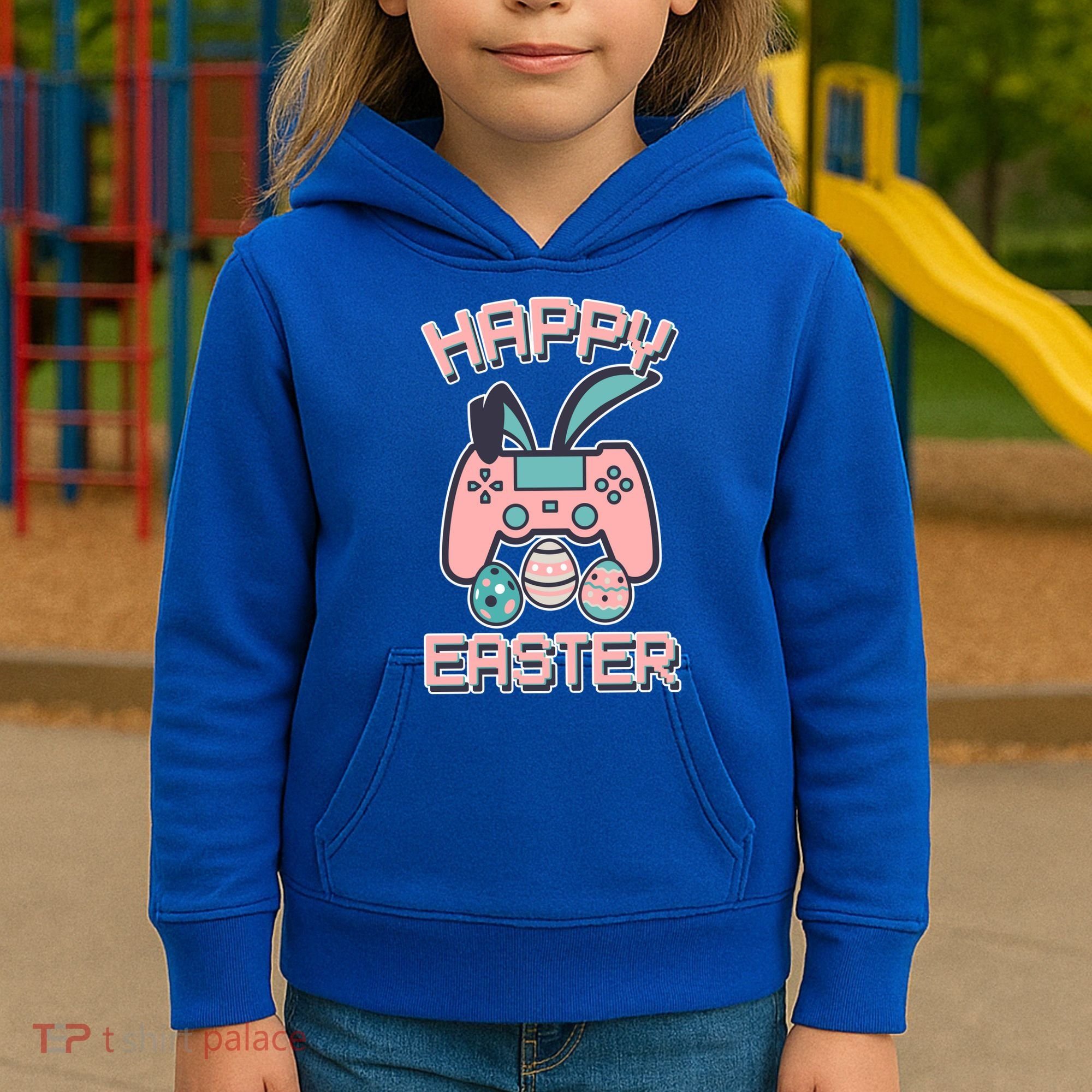 Happy Easter Bunny Game Controller Kids Hoodie
