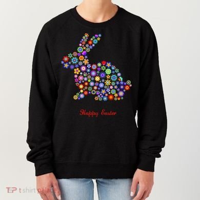 Happy Easter Bunny Rabbit Flowers Logo Women's Sweatshirt