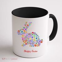 Happy Easter Bunny Rabbit Flowers Logo Coffee Mug thumb 1