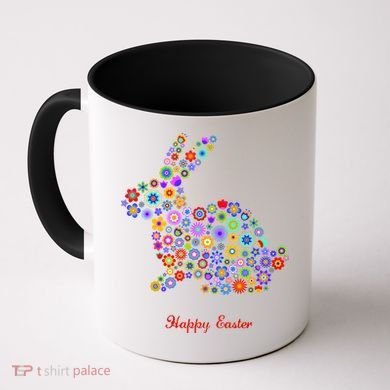 Happy Easter Bunny Rabbit Flowers Logo Coffee Mug