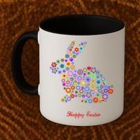 Happy Easter Bunny Rabbit Flowers Logo Coffee Mug thumb 2