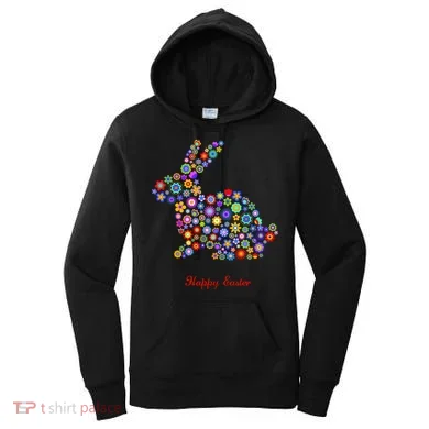Happy Easter Bunny Rabbit Flowers Logo Women's Hoodie