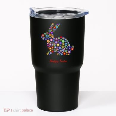 Happy Easter Bunny Rabbit Flowers Logo Tumbler