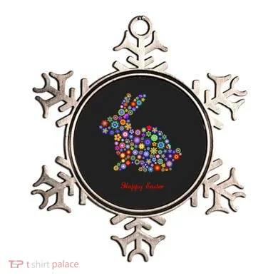 Happy Easter Bunny Rabbit Flowers Logo Ornament