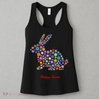 Happy Easter Bunny Rabbit Flowers Logo Women's Tank Top thumb 3