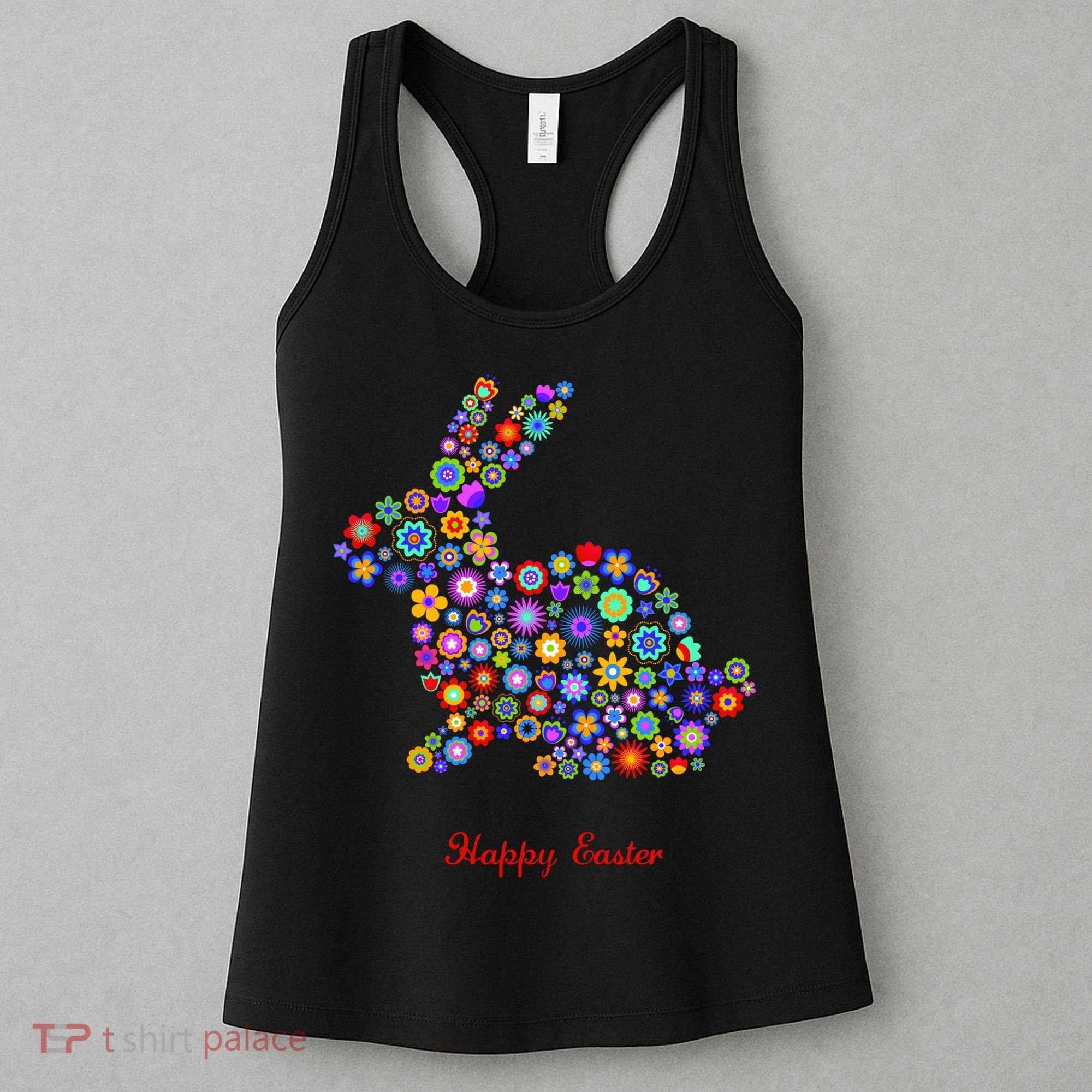 Happy Easter Bunny Rabbit Flowers Logo Women's Tank Top