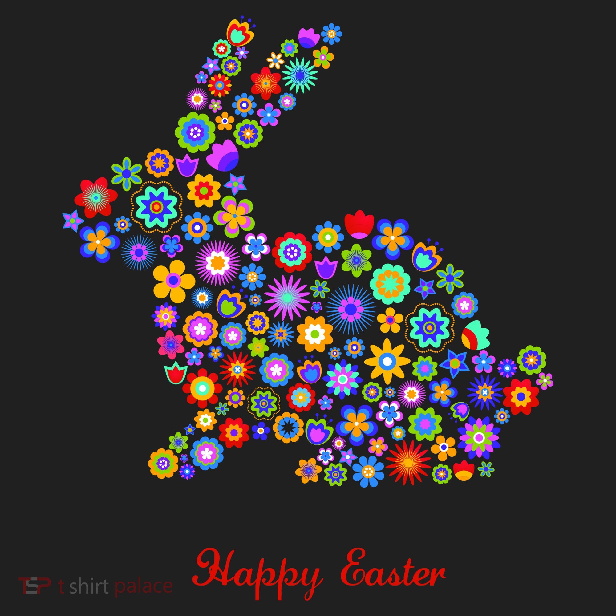 Happy Easter Bunny Rabbit Flowers Logo Hat