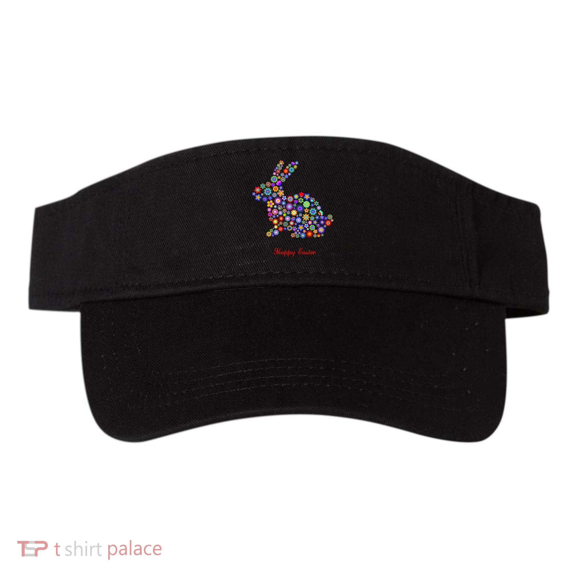 Happy Easter Bunny Rabbit Flowers Logo Visor