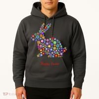Happy Easter Bunny Rabbit Flowers Logo Hoodie thumb 2