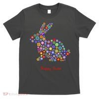 Happy Easter Bunny Rabbit Flowers Logo T-Shirt thumb 0