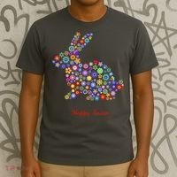 Happy Easter Bunny Rabbit Flowers Logo T-Shirt thumb 3