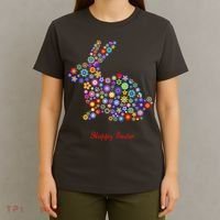 Happy Easter Bunny Rabbit Flowers Logo T-Shirt thumb 4