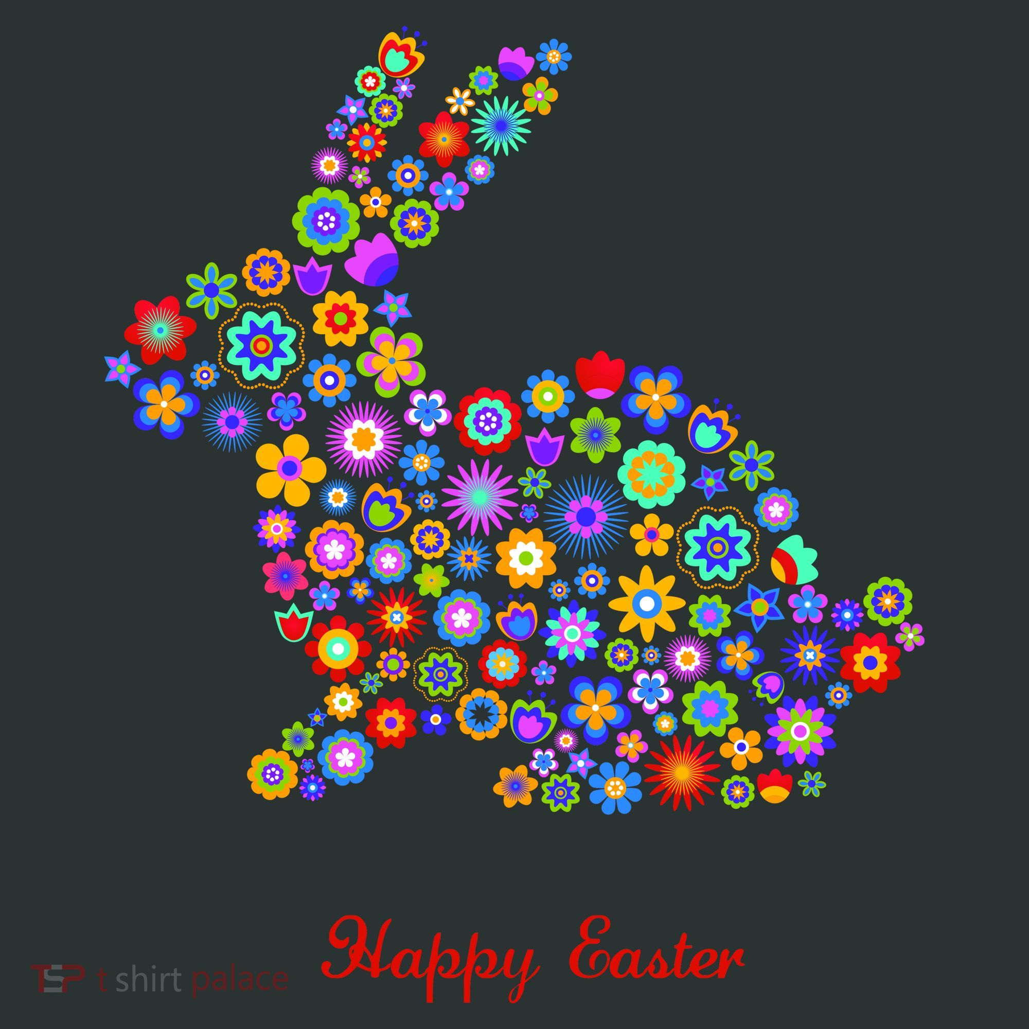 Happy Easter Bunny Rabbit Flowers Logo Backpack