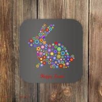 Happy Easter Bunny Rabbit Flowers Logo Coaster thumb 0