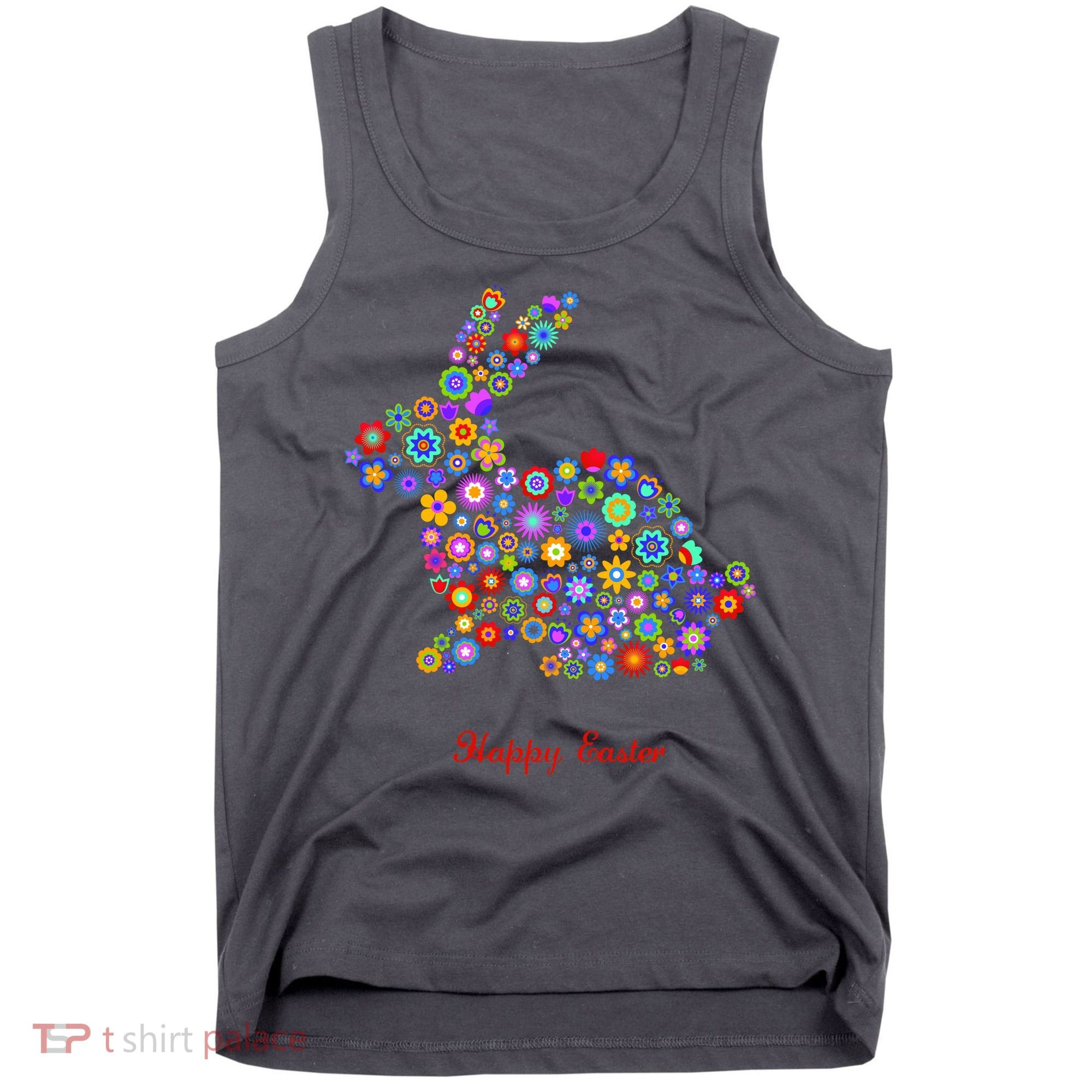 Happy Easter Bunny Rabbit Flowers Logo Tank Top