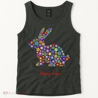 Happy Easter Bunny Rabbit Flowers Logo Tank Top thumb 2
