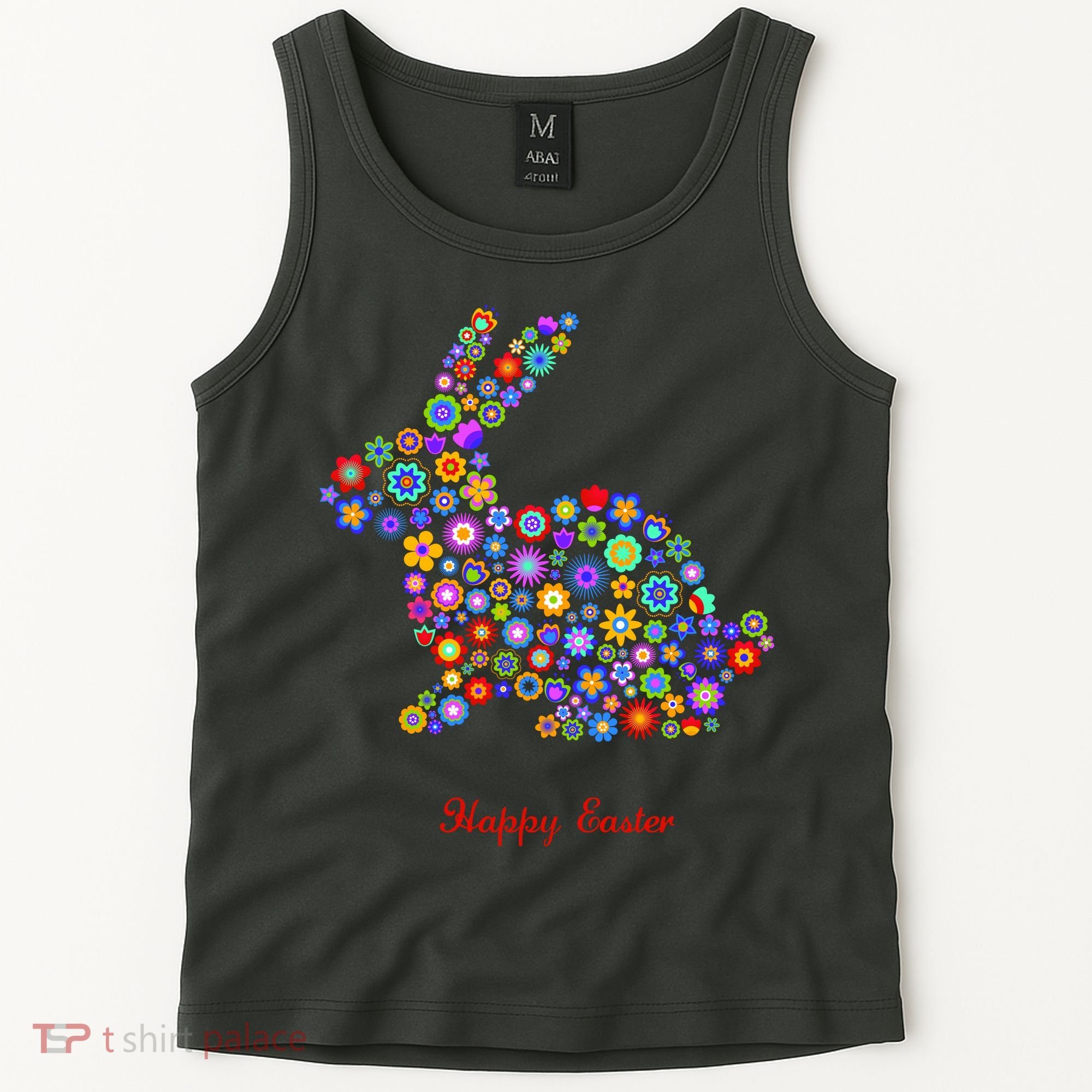 Happy Easter Bunny Rabbit Flowers Logo Tank Top