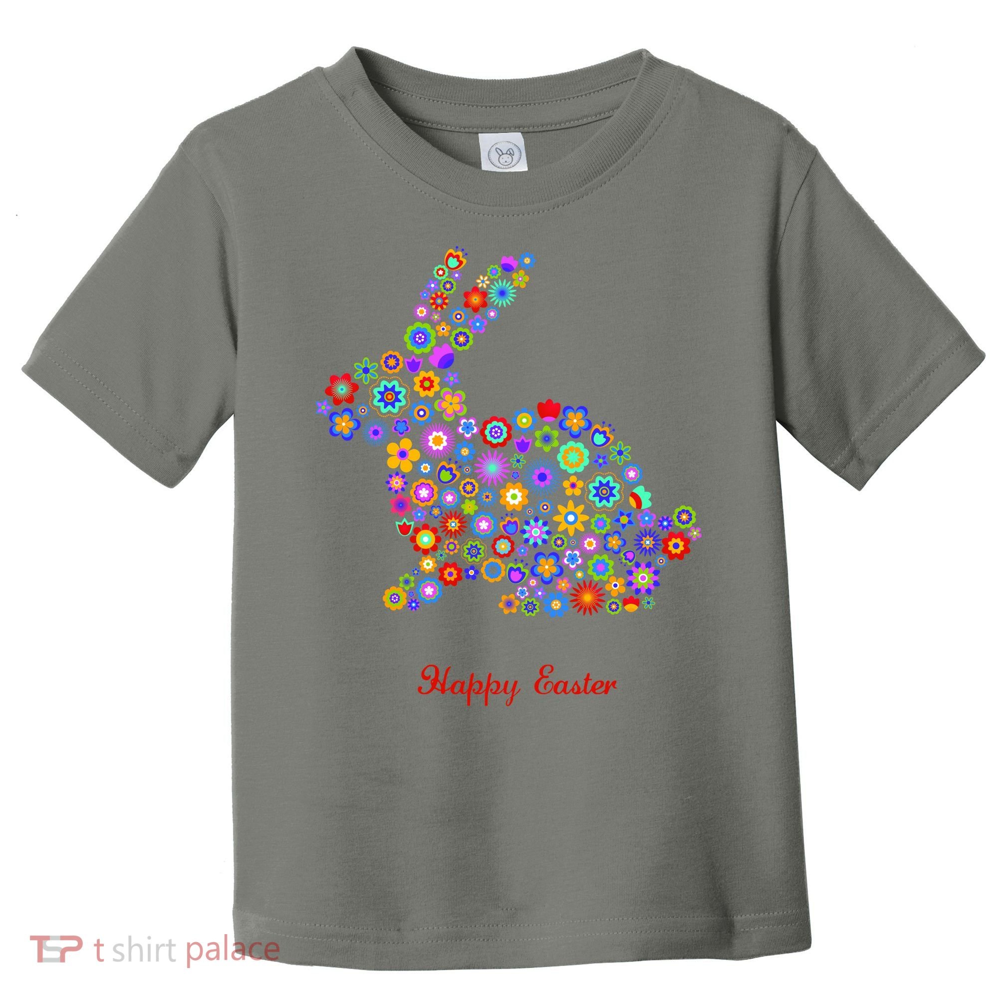 Happy Easter Bunny Rabbit Flowers Logo Toddler T-Shirt