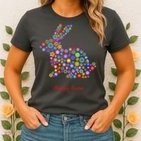 Happy Easter Bunny Rabbit Flowers Logo Women's T-Shirt thumb 2