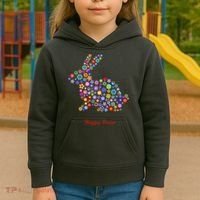 Happy Easter Bunny Rabbit Flowers Logo Kids Hoodie thumb 3