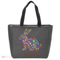 Happy Easter Bunny Rabbit Flowers Logo Tote Bag thumb 0