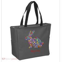 Happy Easter Bunny Rabbit Flowers Logo Tote Bag thumb 2