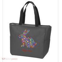 Happy Easter Bunny Rabbit Flowers Logo Tote Bag thumb 3