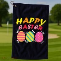 Happy Easter Eggs Golf Towel thumb 1