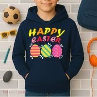 Happy Easter Eggs Kids Hoodie thumb 2