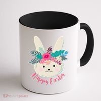 Happy Easter Flower Bunny Coffee Mug thumb 1