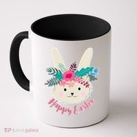 Happy Easter Flower Bunny Coffee Mug thumb 0