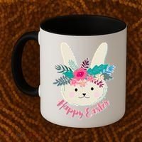 Happy Easter Flower Bunny Coffee Mug thumb 2