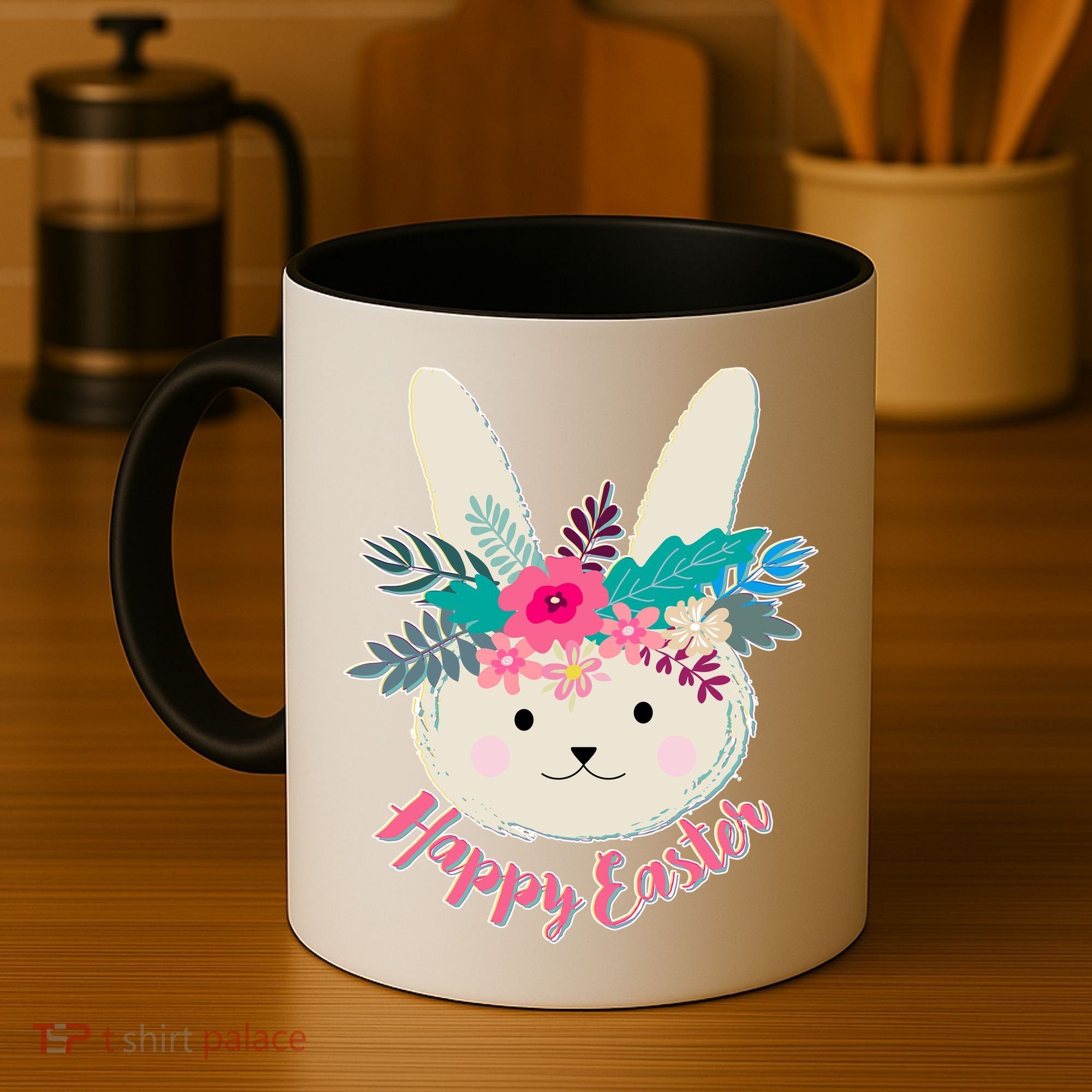 Happy Easter Flower Bunny Coffee Mug