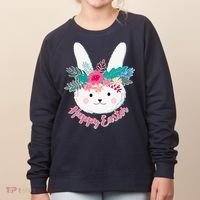 Happy Easter Flower Bunny Women's Sweatshirt thumb 0