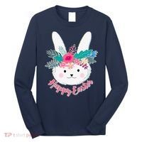 Happy Easter Flower Bunny Long Sleeve Shirt thumb 0