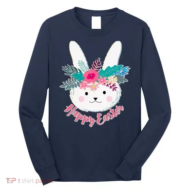 Happy Easter Flower Bunny Long Sleeve Shirt