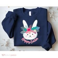 Happy Easter Flower Bunny Sweatshirt thumb 2