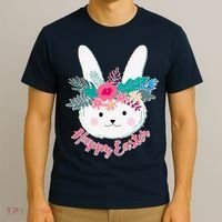Happy Easter Flower Bunny T-Shirt thumb 3