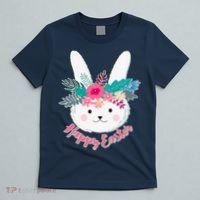 Happy Easter Flower Bunny T-Shirt thumb 5