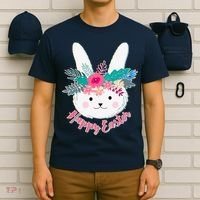 Happy Easter Flower Bunny T-Shirt thumb 6
