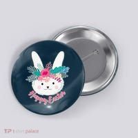 Happy Easter Flower Bunny Button thumb 0