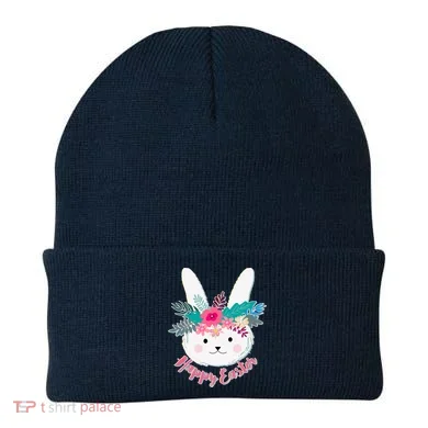 Happy Easter Flower Bunny Beanie