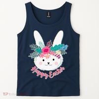 Happy Easter Flower Bunny Tank Top thumb 2