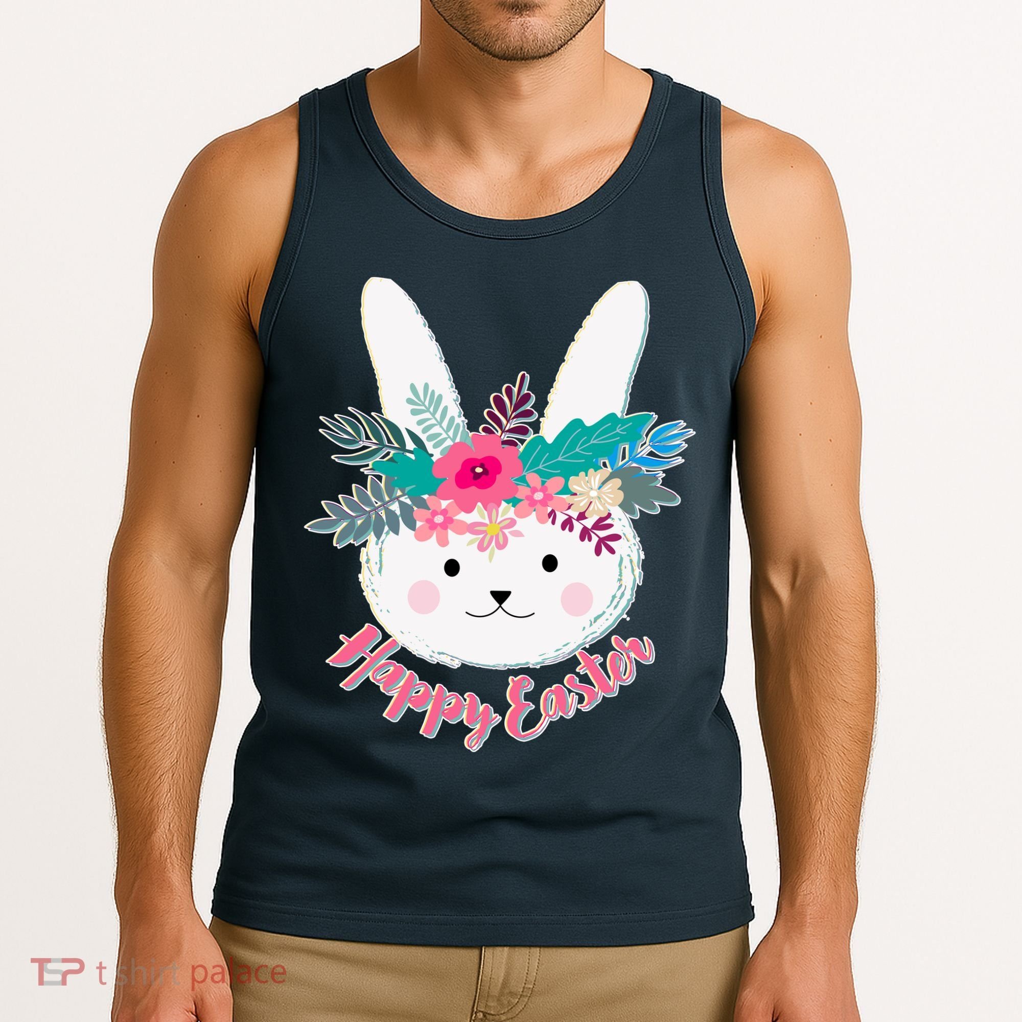 Happy Easter Flower Bunny Tank Top