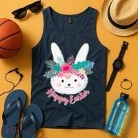 Happy Easter Flower Bunny Tank Top thumb 4